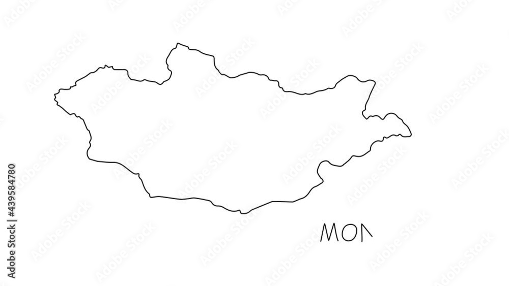 Mongolia map animation line. Black line animation letters drawing on a white background. Mongolia map animation line. Black line animation letters drawing on a white background.