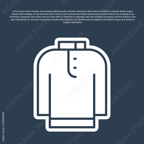 Blue line Shirt kurta icon isolated on blue background. Vector