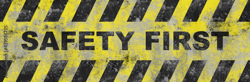 Yellow safety first sign. vector icon	