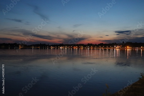 beautiful moment of sunset by the lake © Kolovic