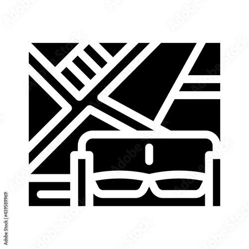 wall with slanting shelves glyph icon vector. wall with slanting shelves sign. isolated contour symbol black illustration