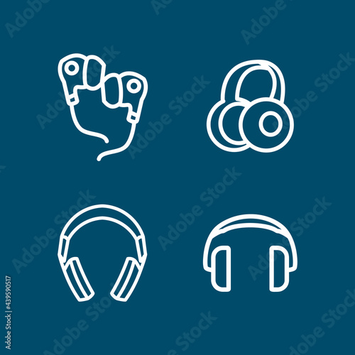 Headphone line icon set with earplugs. Headphone line icon set with earplugs.