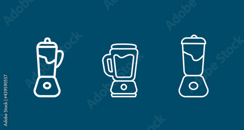 Kitchen electrical equipment set with blender line icon. Kitchen electrical equipment set with blender line icon.