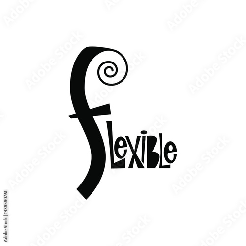 Lettering flexible font design, isolated on white background