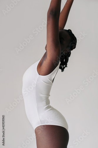 Black woman in white underwear photo