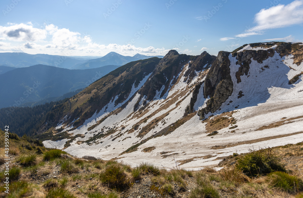 Mountains in summer. Outdoor wonderland or hiking scenery background