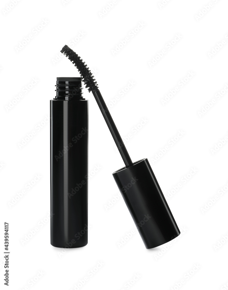 Mascara for eyelashes on white background. Makeup product Mascara for eyelashes on white background. Makeup product