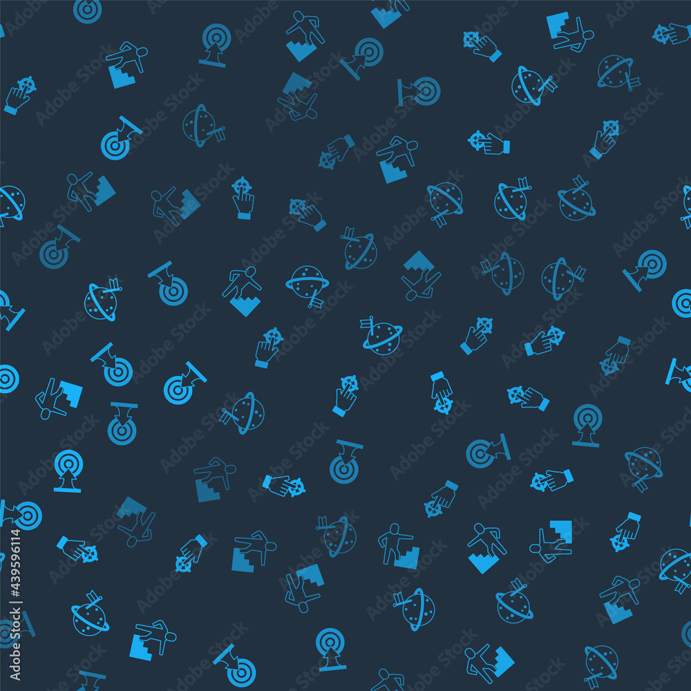 Set Stair with finish flag, Target, Moon and arrow on seamless pattern. Vector Set Stair with finish flag, Target, Moon and arrow on seamless pattern. Vector