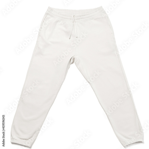 White sweatpants on white background photo