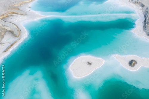 Aerial view of beautiful Feicui lake in Qinghai, China. photo