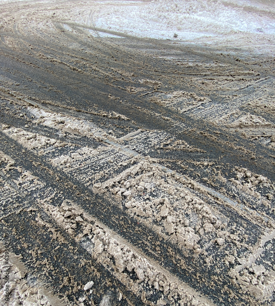 remains of snow on road remains of snow on road