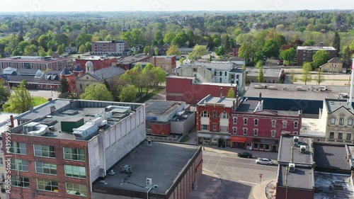 Aerial scene of downtown Woodstock, Ontario, Canada 4K photo