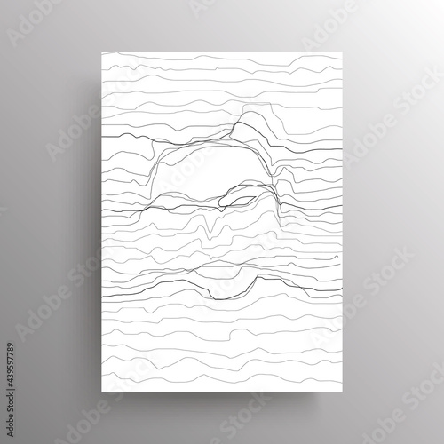 Face in wavy horizontal lines style. Portrait of an abstract human in linear distortion style isolated on white background. Design for wall decoration, poster. Vector
