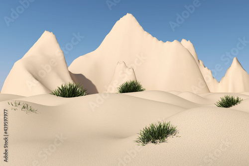 Desert with sky background. 3D illustration  3D rendering  