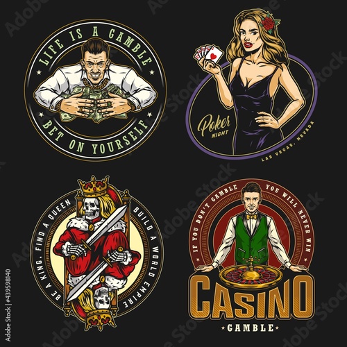 Casino vintage colorful logos
