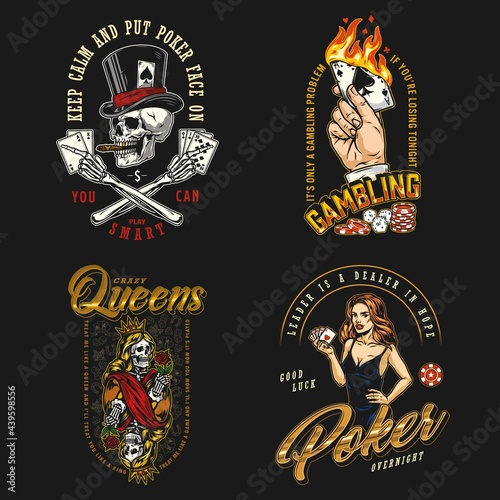 Gambling vintage colorful emblems