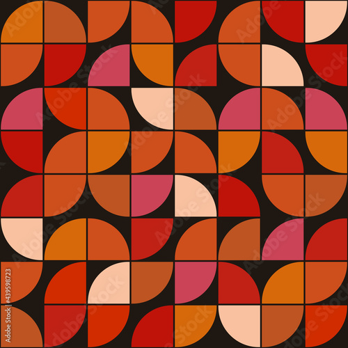 Orange quarters of circle. Vector simple quarters in decorative style. Geometric orange or citrus quarter tile.