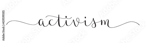 ACTIVISM black vector brush calligraphy banner with swashes on white background