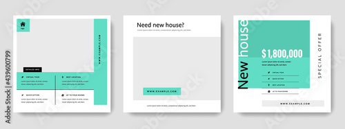 House sell social media templates, editable minimal instagram and facebook square layouts for business, for real estate agent, clean company graphics