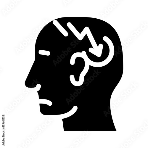 lightning neurosis or headache pain glyph icon vector. lightning neurosis or headache pain sign. isolated contour symbol black illustration
