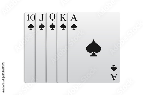 Casino and poker combined with a Royal Flush combination. Vector illustration in a realistic style.