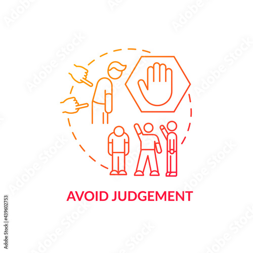 Avoid judgment concept icon. Racism at work abstract idea thin line illustration. Fighting with negative stereotypes. Eliminating unintentional beliefs. Vector isolated outline color drawing