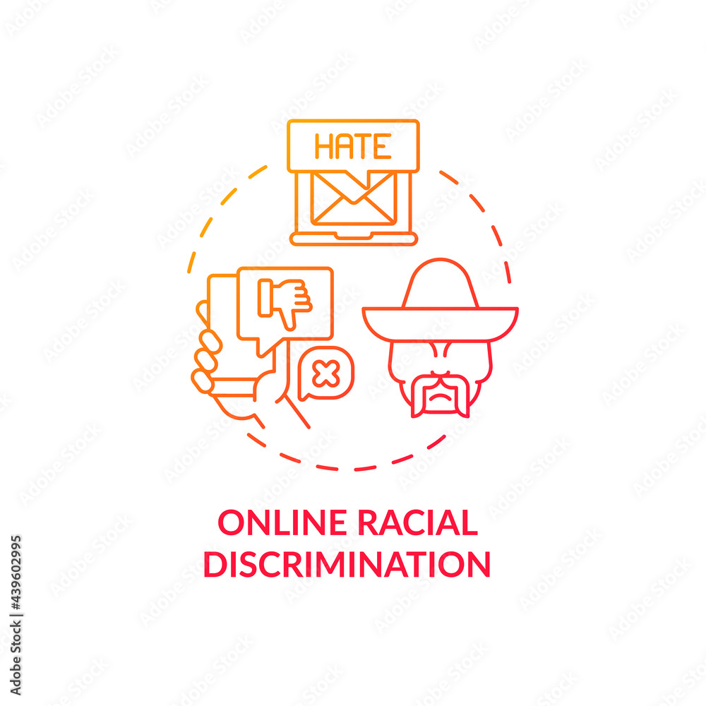 Online racial discrimination concept icon. Racism in social situation abstract idea thin line illustration. Bad race-related experiences in cyberspace. Vector isolated outline color drawing