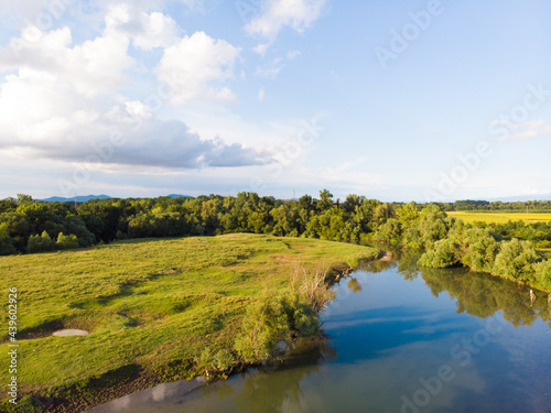 Karas river in Vojvodina. Aerial photography.  © Dusan