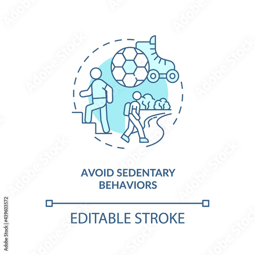 Avoid sedentary behaviors concept icon. Lazy lifestyle. Being more active during day. Health abstract idea thin line illustration. Vector isolated outline color drawing. Editable stroke