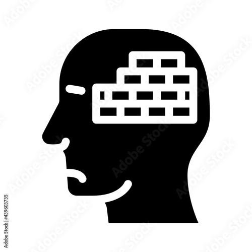 wall neurosis problem glyph icon vector. wall neurosis problem sign. isolated contour symbol black illustration