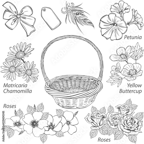Basket with Different Flowers