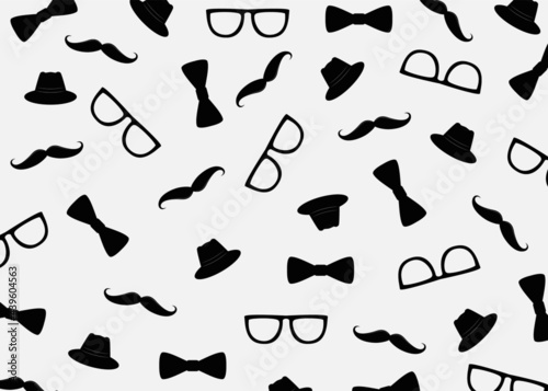 background design with hat, tie and mustache shape pattern
