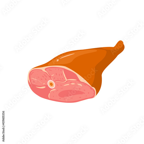 Ham, smoked pork gammon. Vector illustration cartoon flat icon isolated on white background.