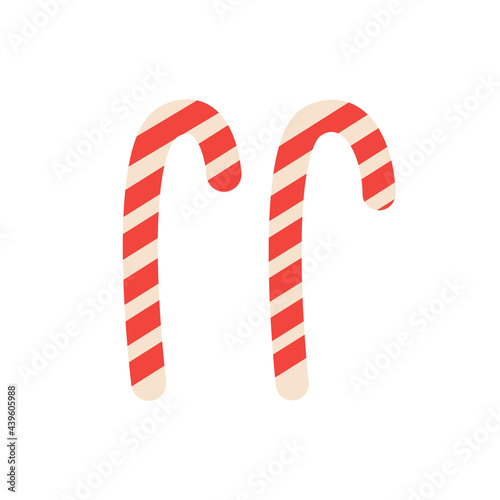 Set of Isolated Candy Canes on White Background, Illustration of Christmas Candy