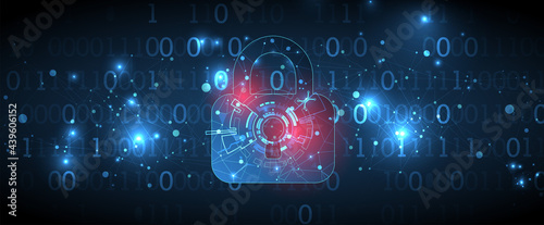 Data security Illustrates cyber data or information privacy idea. Color abstract  internet technology.