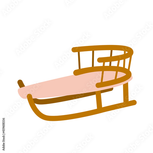 Set of cartoon sleds for children. Collection of winter toboggans for skiing. Winter mode of transport.