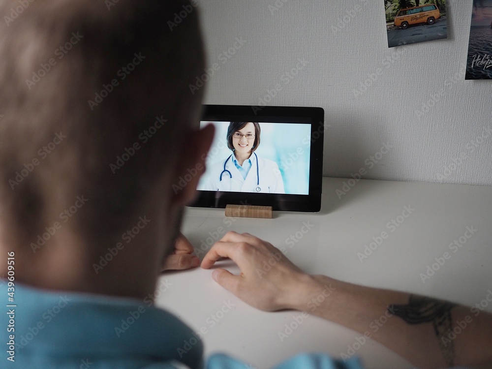 telemedicine, the doctor is talking to the patient by video call