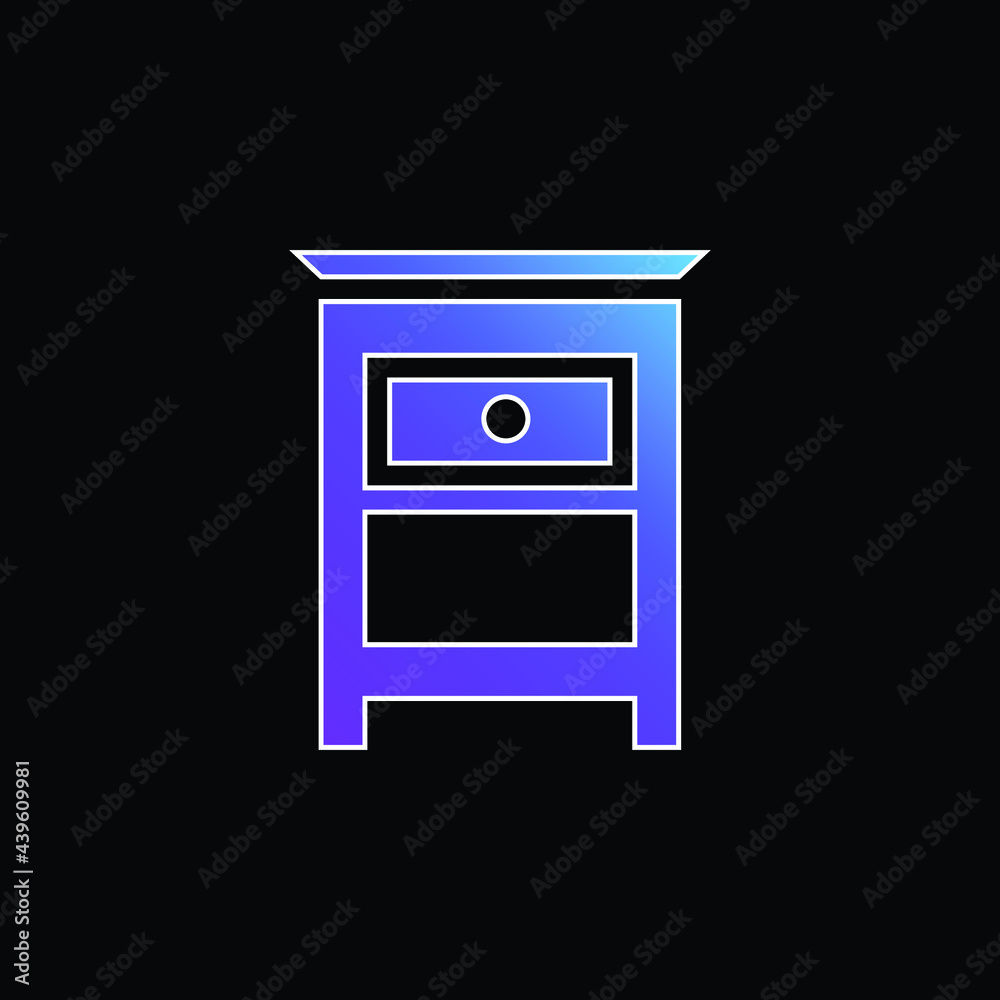 Bedroom Furniture Small Table For Bed Side blue gradient vector icon Bedroom Furniture Small Table For Bed Side blue gradient vector icon