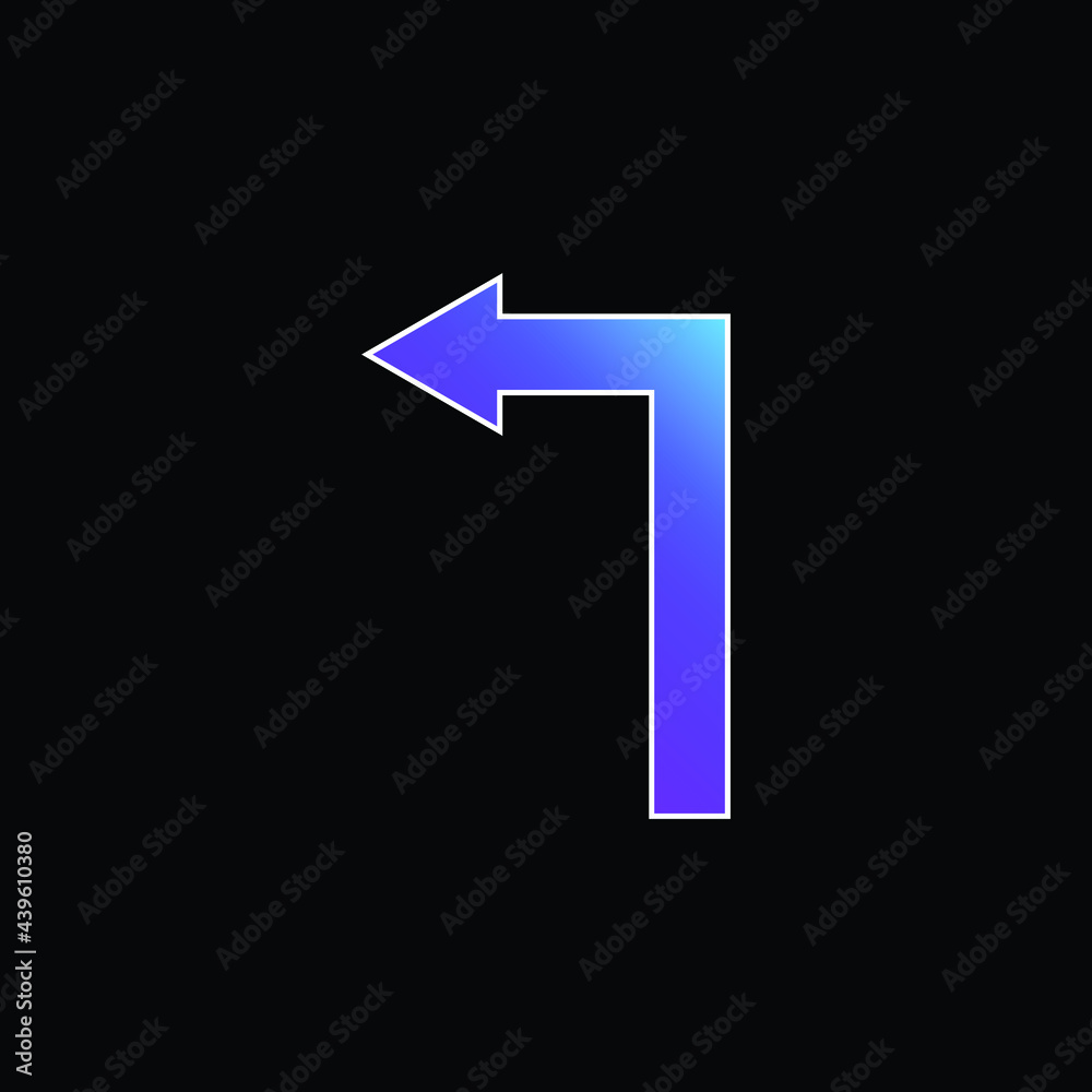 Arrow Straight Angle Turning To Left blue gradient vector icon Arrow Straight Angle Turning To Left blue gradient vector icon
