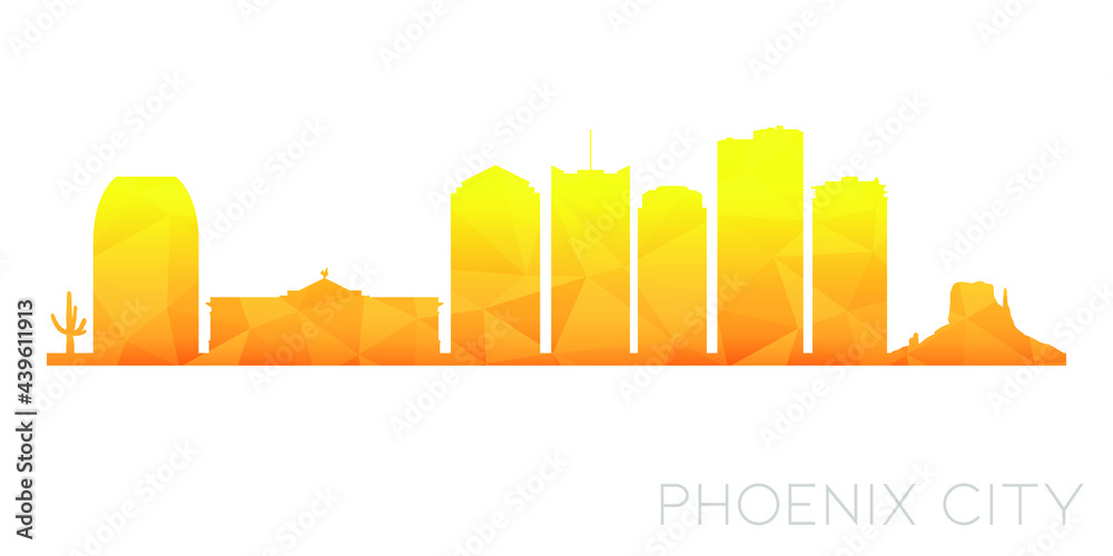 Phoenix, AZ, USA Low Poly Skyline Clip Art City Design. Geometric ...