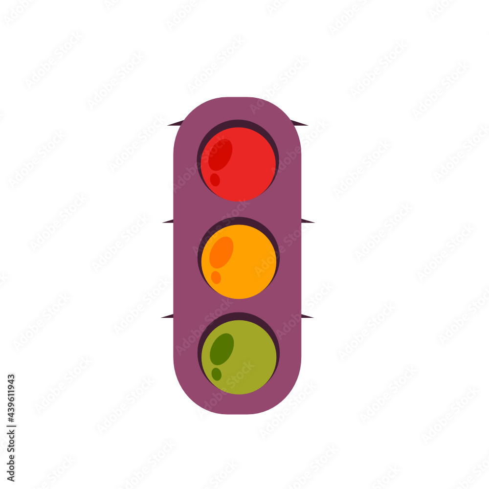 Vector illustration of a traffic light. Traffic Laws. Traffic light