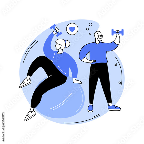 Elder fitness abstract concept vector illustration.