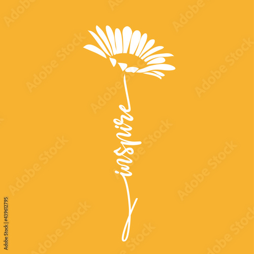 Fotografia Silhouette of Flower daisy and hand written word Inspire