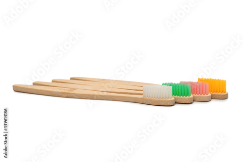 Bamboo toothbrush isolated on a white background.