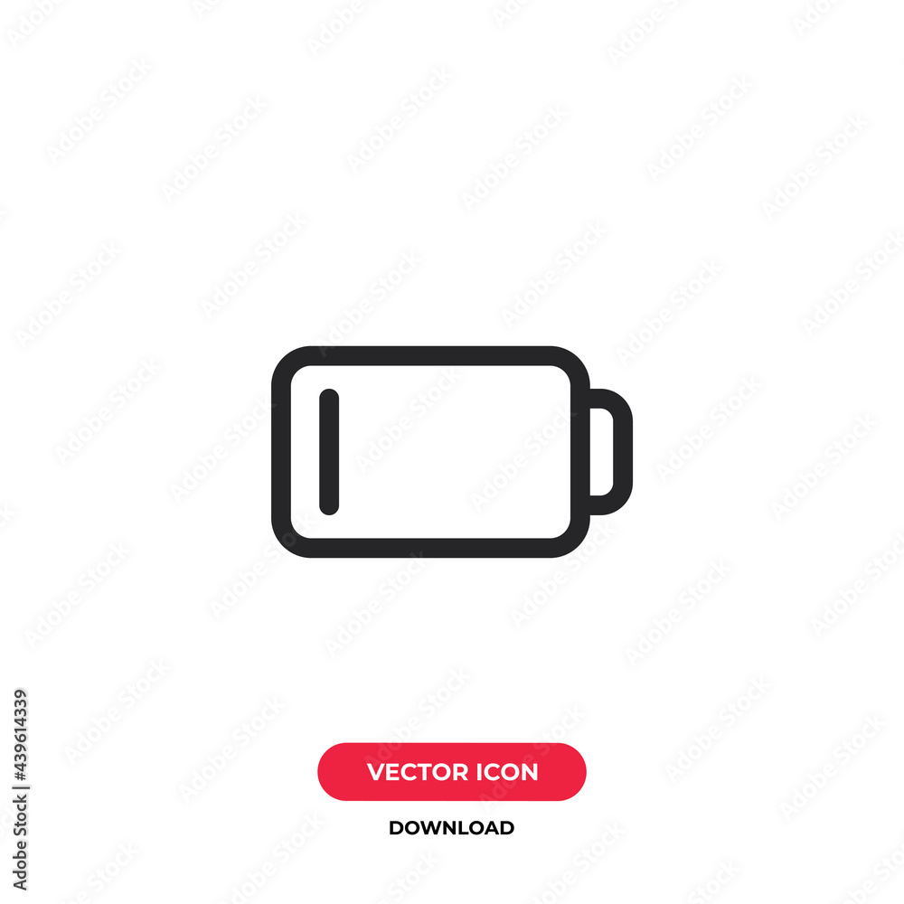 Low battery icon vector. Charge sign Low battery icon vector. Charge sign