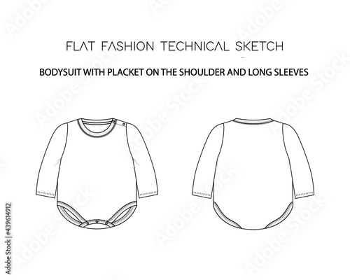 BODYSUIT WITH PLACKET ON THE SHOULDER AND LONG SLEEVES