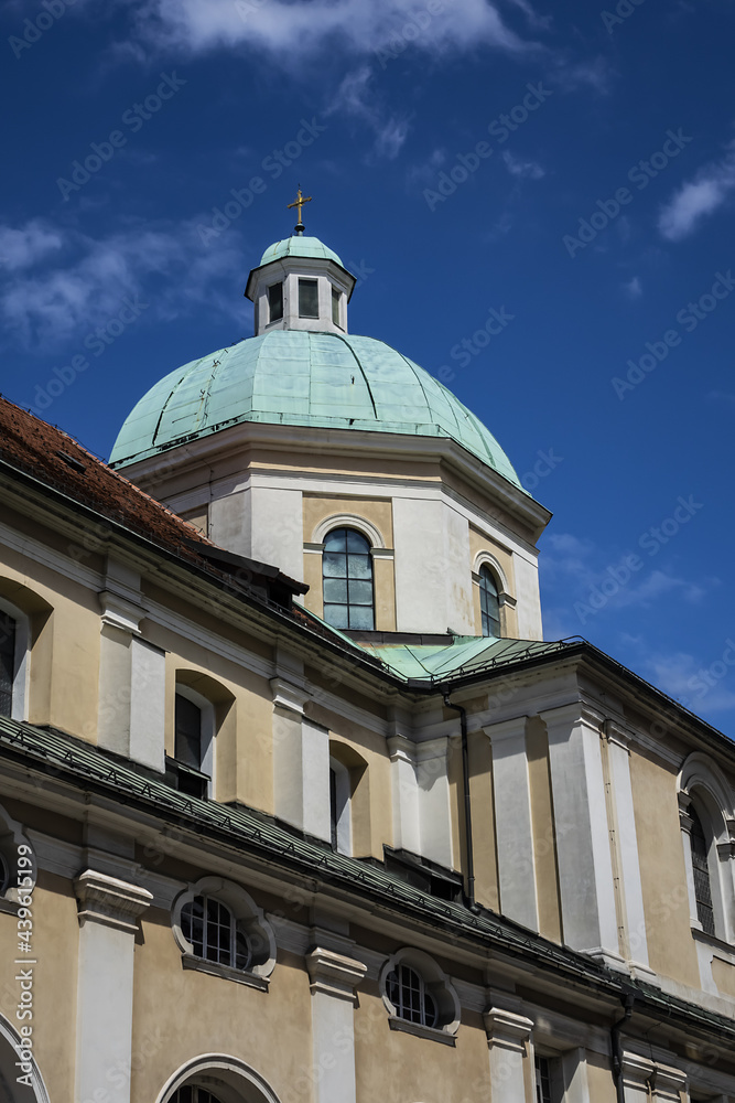 Cathedral of St Nicholas (Cerkev sv Nikolaja, 1701 - 1706). Ljubljana, Slovenia.