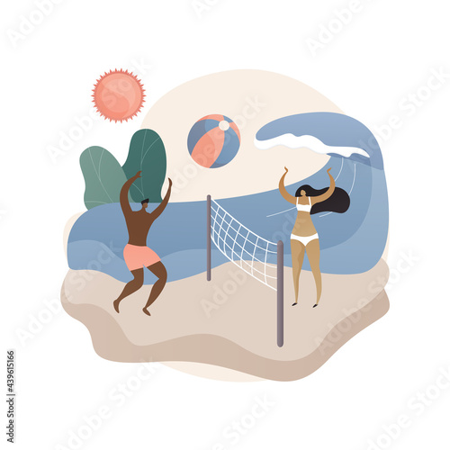 Summer beach activities abstract concept vector illustration.