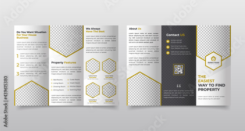 Brochure design template,  Real Estate Tri fold brochure design. Construction, Real Estate, Builders Company Trifold Brochure, Leaflet, Poster, annual report, booklet photo