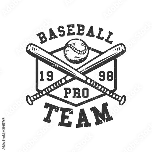 logo design baseball pro team 1998 with baseball and crossed baseball bets vintage illustration